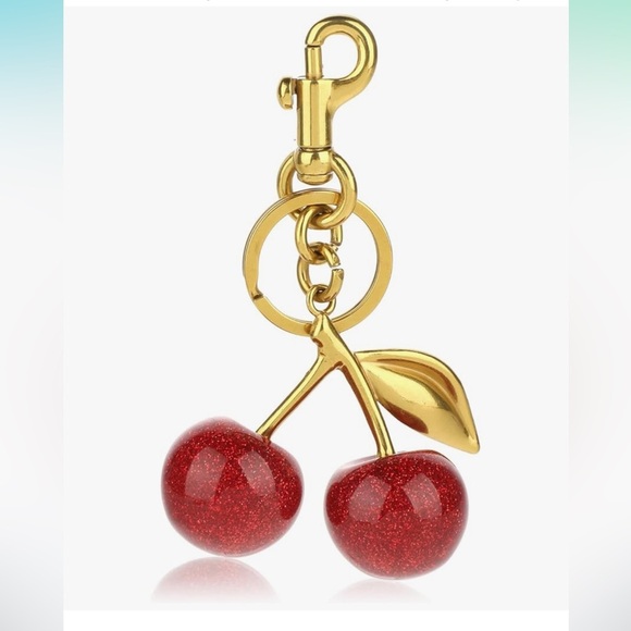 🍒🍒Red Cherry Keychain with Gold Accents🍒🍒NWT - Picture 1 of 8